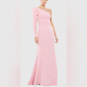 NWT Mac Duggal Rose Pink One Shoulder Puff Sleeve Gown - Size 8